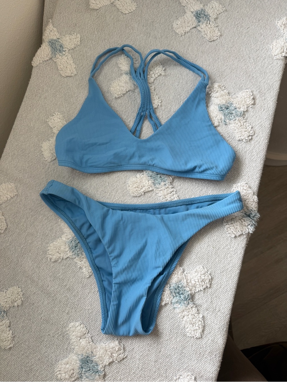Jolyn Clothing Sky Blue Ribbed Bikini Set